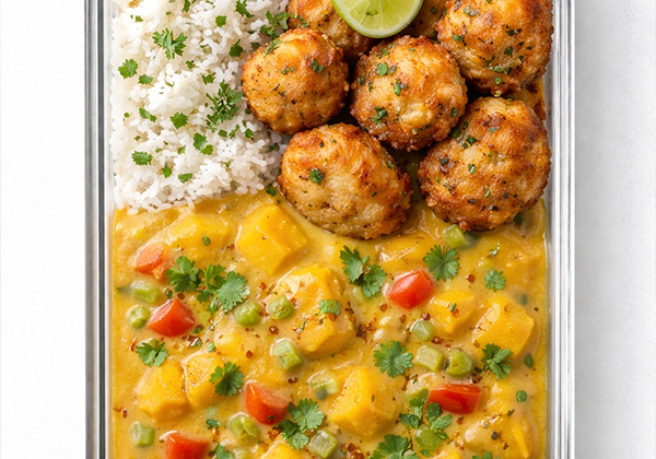 Accras de poisson antillais et sauce au curry de fruits