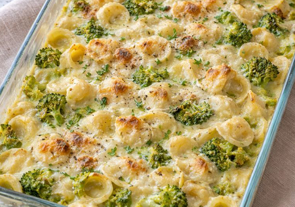 Gratin d'orecchiette caccio e pepe