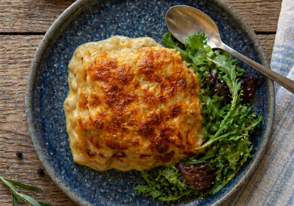 Mac and Cheese à la crème au vieux cheddar gratiné