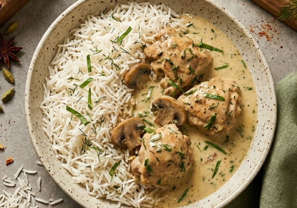 Blanquette de volaille, riz au jasmin  parfumé