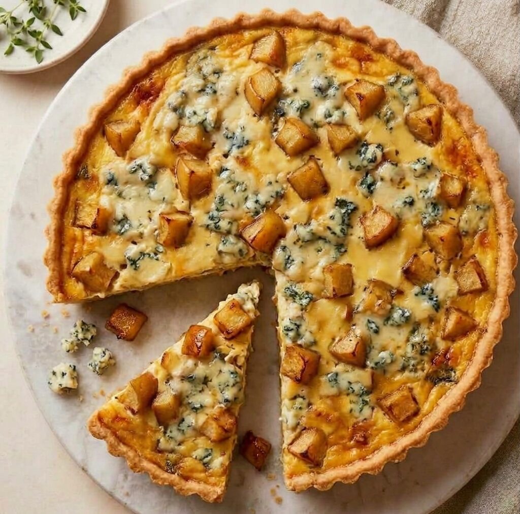 Quiche au Bleu de Bresse et aux pommes rôties