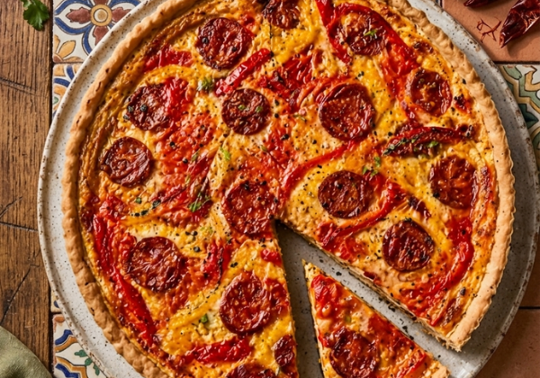 Quiche aux poivrons fondants et chorizo