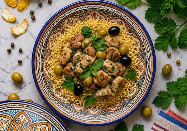 Tajine de poulet, aux olives et citron confit