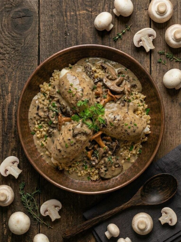 Quenelle de poisson, boulgour et crème forestière