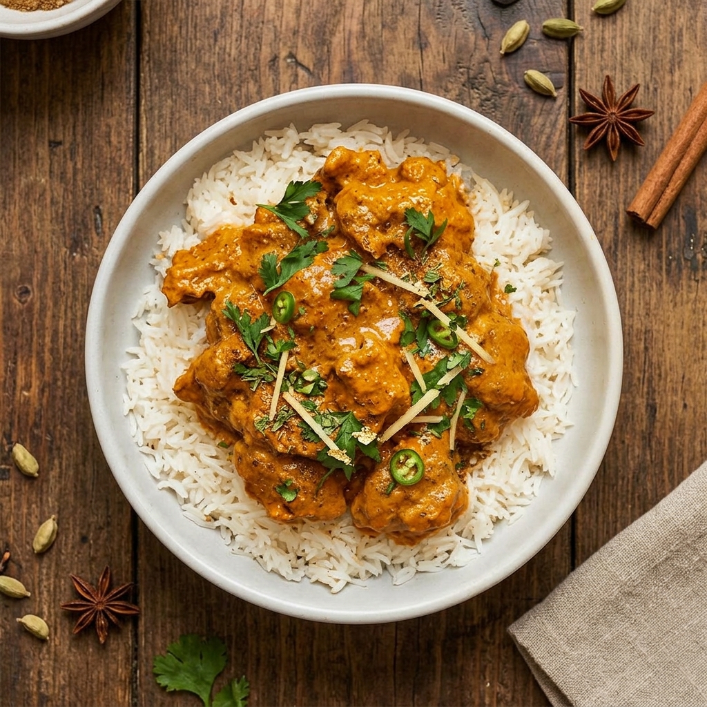 Butter chicken, riz basmati