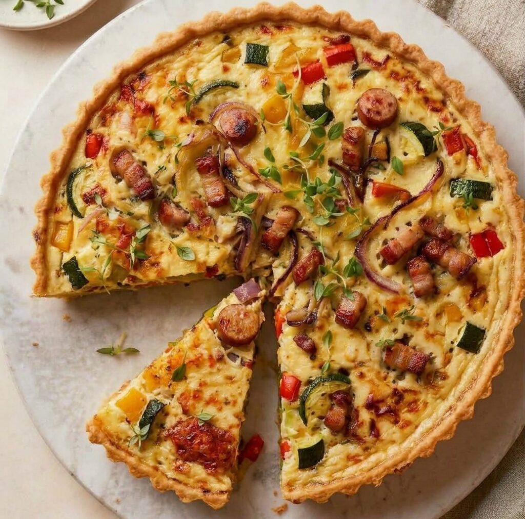 Quiche aux légumes et saucisse fumée