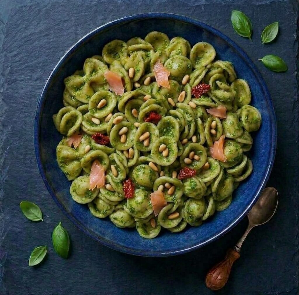 Salade de pate au saumon fumé et pesto verde